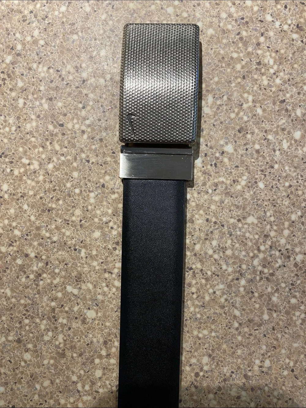 Nike Black and Brown Belt with Textured Silver Buckle